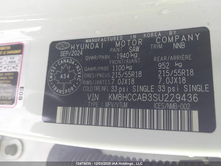 KM8HCCAB3SU229436 2025 HYUNDAI KONA photo no. 9