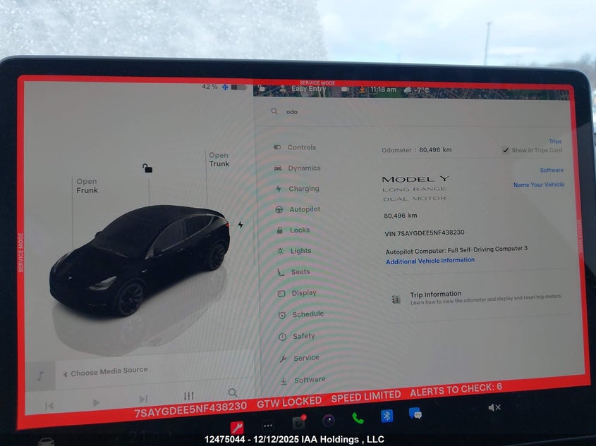 2022 Tesla Model Y Long Range VIN: 7SAYGDEE5NF438230 Lot: 12475044