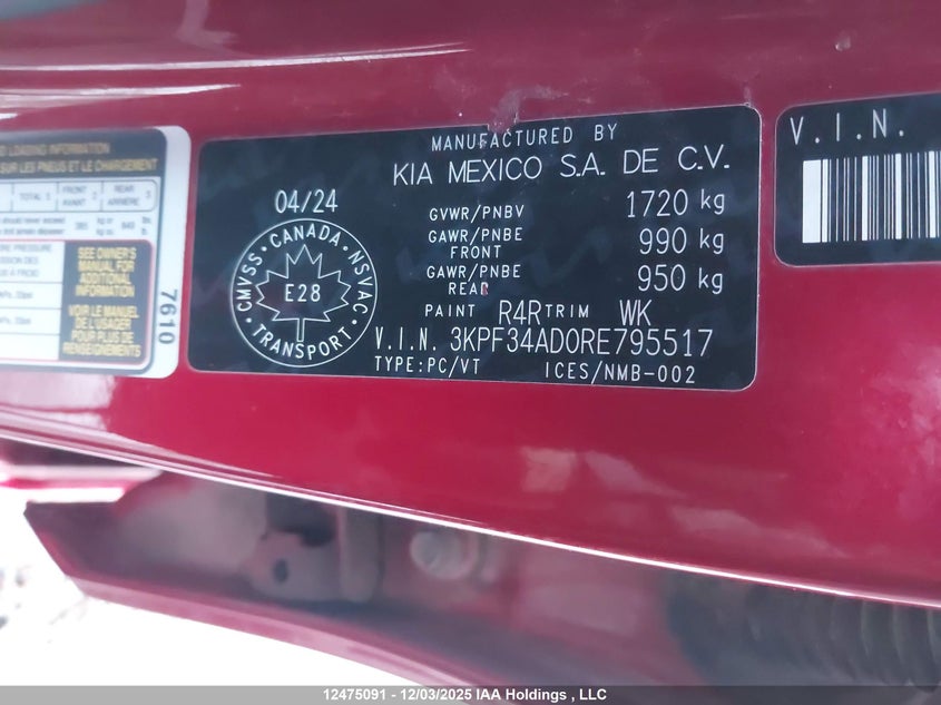 3KPF34AD0RE795517 2024 KIA FORTE photo no. 9