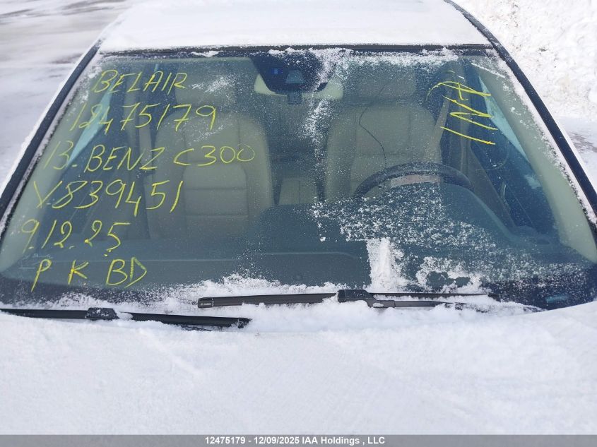2013 Mercedes-Benz C 300 4Matic VIN: WDDGF8AB5DA839451 Lot: 12475179