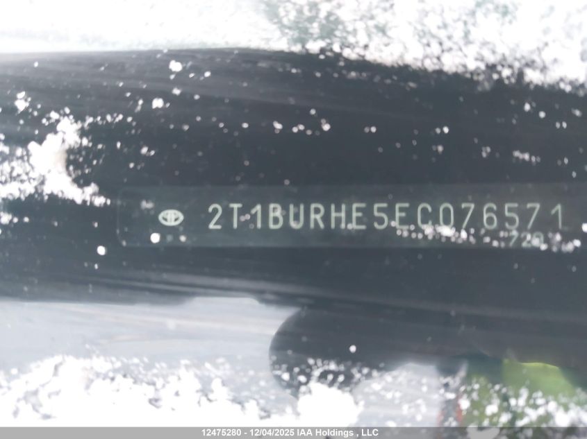 2014 Toyota Corolla S VIN: 2T1BURHE5EC076571 Lot: 12475280