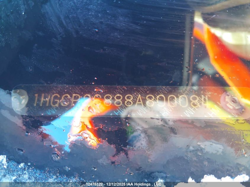 2008 Honda Accord Ex-L VIN: 1HGCP26888A800084 Lot: 12475322