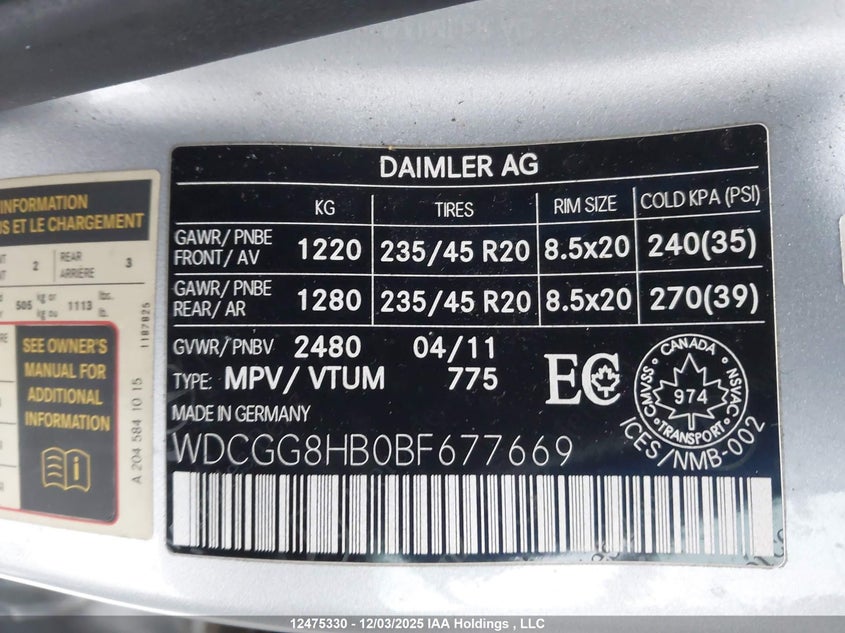 WDCGG8HB0BF677669 2011 MERCEDES-BENZ GLK-KLASSE photo no. 9