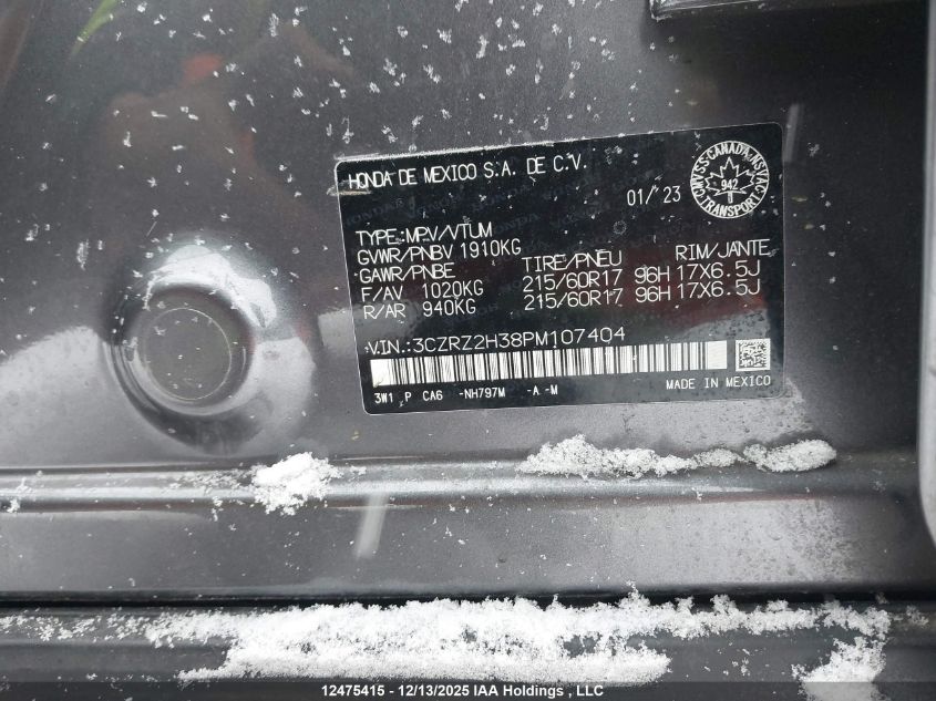 2023 Honda Hr-V VIN: 3CZRZ2H38PM107404 Lot: 12475415