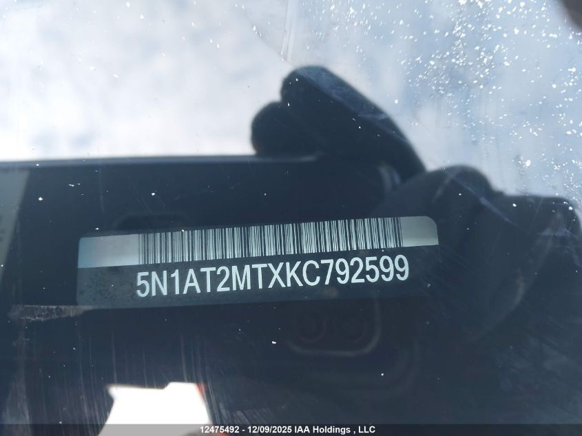 2019 Nissan Rogue S/Sl/Sv VIN: 5N1AT2MTXKC792599 Lot: 12475492