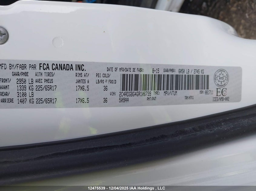 2C4RDGBG4GR106739 2016 DODGE CARAVAN photo no. 9