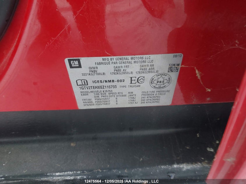 1GTV2TEHXEZ116793 2014 GMC SIERRA photo no. 9
