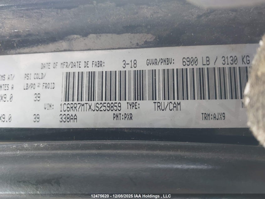 1C6RR7MTXJS259859 2018 RAM 1500 photo no. 9
