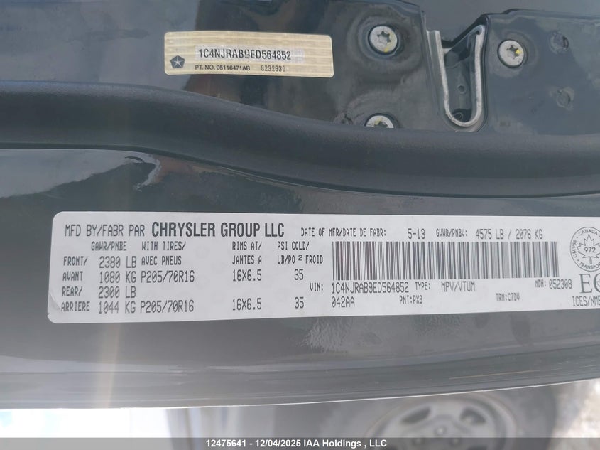 1C4NJRAB9ED564852 2014 JEEP LIBERTY (PATRIOT) photo no. 9