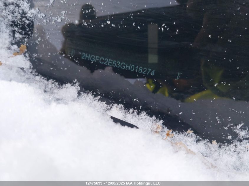 2016 Honda Civic VIN: 2HGFC2E53GH018274 Lot: 12475699