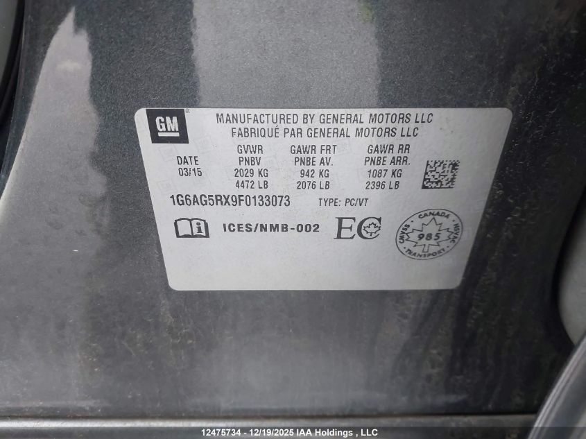 2015 Cadillac Ats Turbo VIN: 1G6AG5RX9F0133073 Lot: 12475734