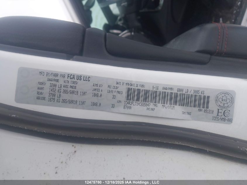 2017 Jeep Grand Cherokee Trailhawk VIN: 1C4RJFLT1HC655047 Lot: 12475780