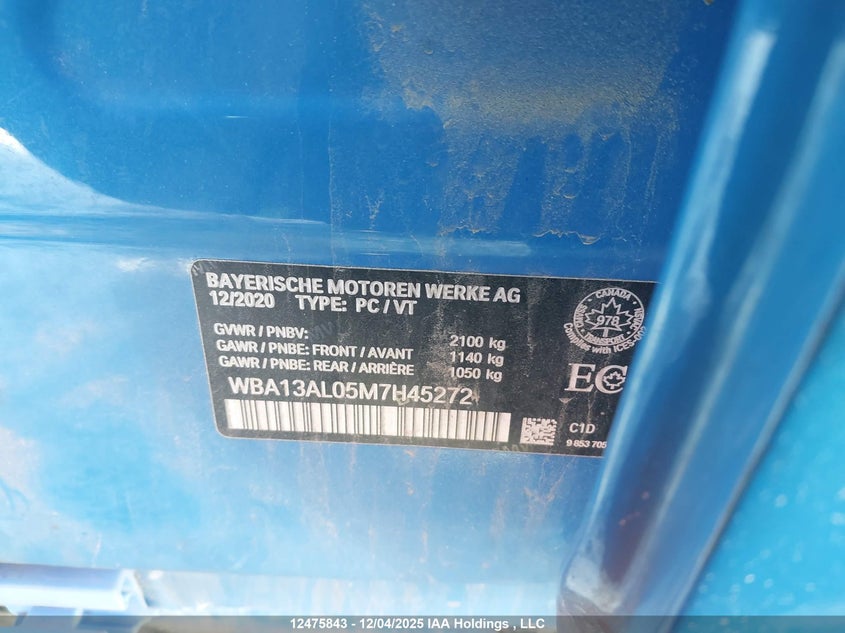 WBA13AL05M7H45272 2021 BMW 2ER photo no. 9
