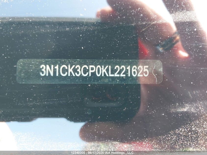 2019 Nissan Micra S/Sr/Sv VIN: 3N1CK3CP0KL221625 Lot: 12340305X