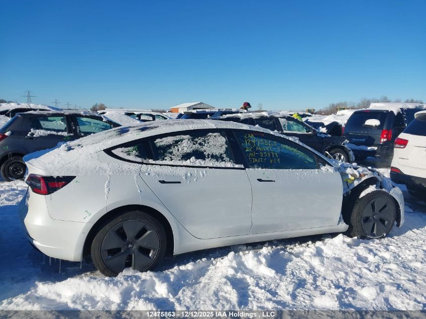 2022 Tesla Model 3 Long Range VIN: 5YJ3E1EB5NF113899 Lot: 12475863