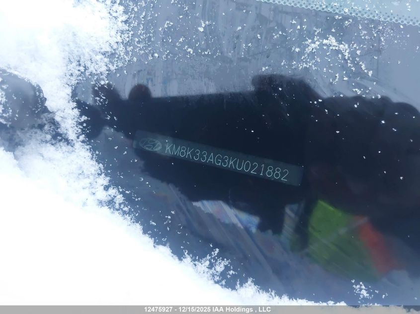 2019 Hyundai Kona Ev Ultimate VIN: KM8K33AG3KU021882 Lot: 12475927