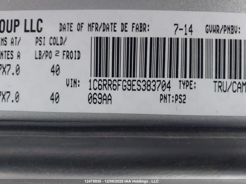 2014 Ram 1500 St VIN: 1C6RR6FG9ES383704 Lot: 12475935