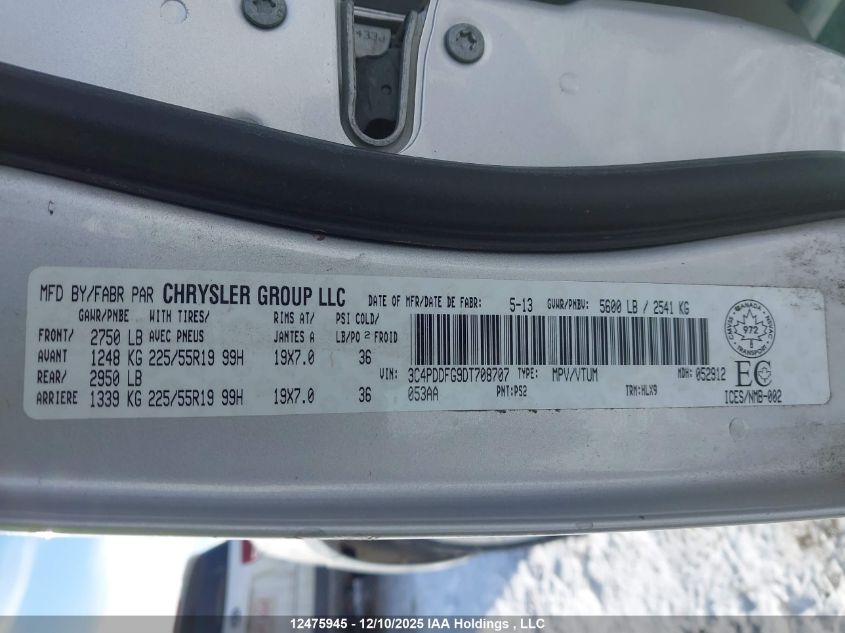 2013 Dodge Journey R/T VIN: 3C4PDDFG9DT708707 Lot: 12475945