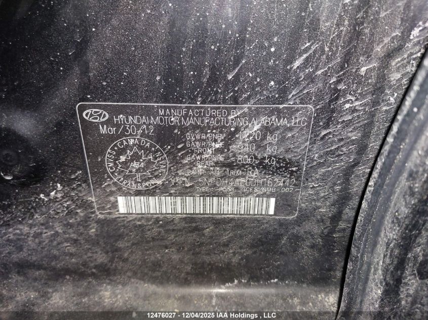 2013 Hyundai Elantra Gls/Limited VIN: 5NPDH4AE0DH162442 Lot: 12476027