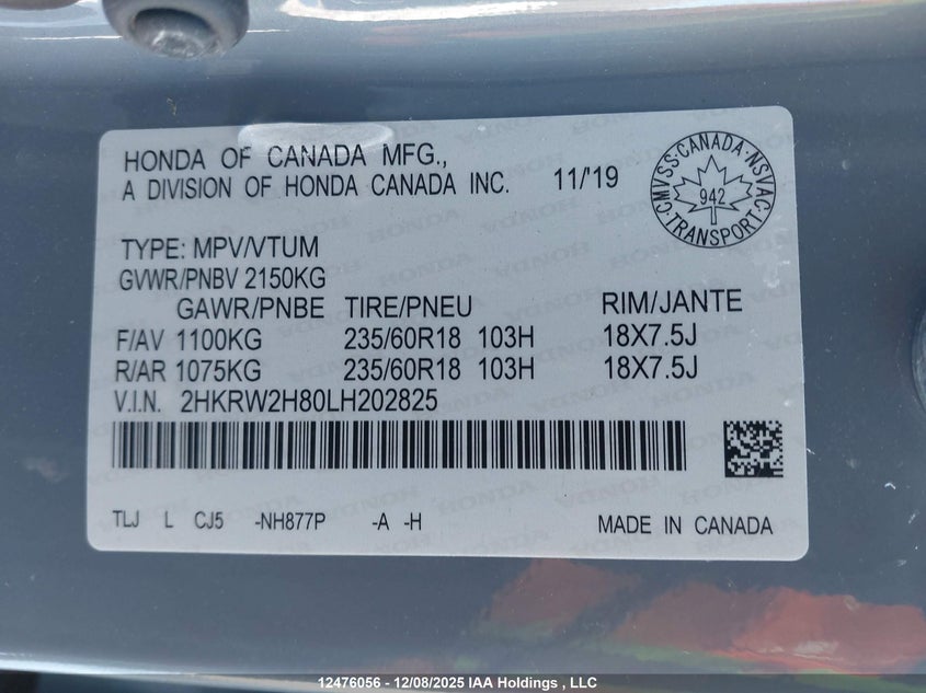 2HKRW2H80LH202825 2020 HONDA CR-V photo no. 18
