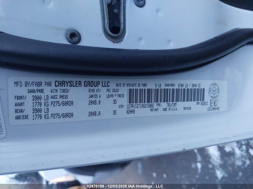 1D7RV1GT1AS215882 2010 DODGE RAM photo no. 18