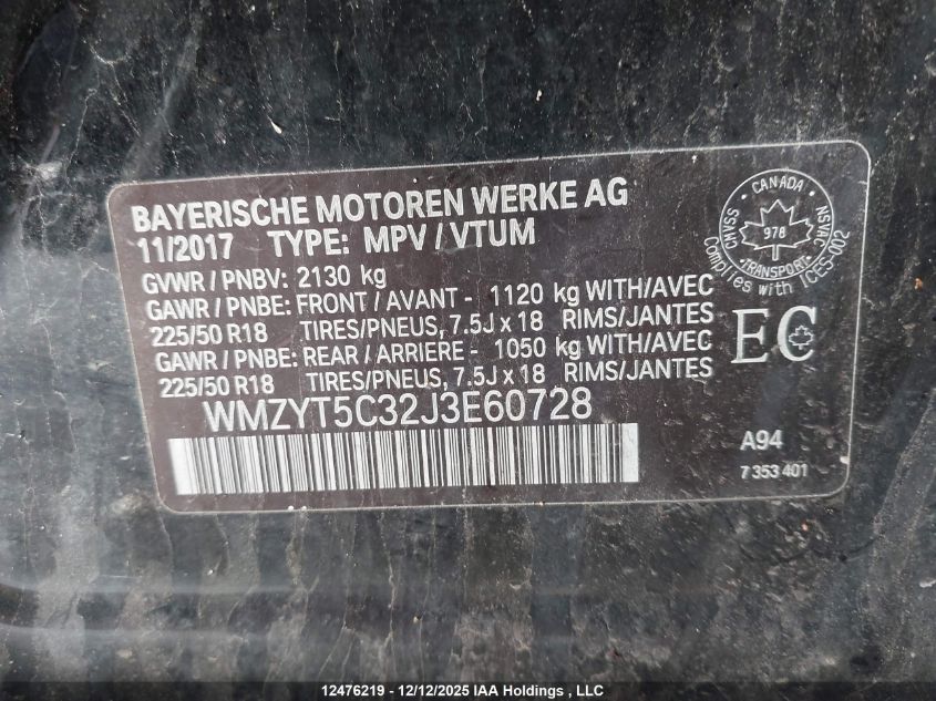 2018 Mini Cooper S Countryman All4 VIN: WMZYT5C32J3E60728 Lot: 12476219