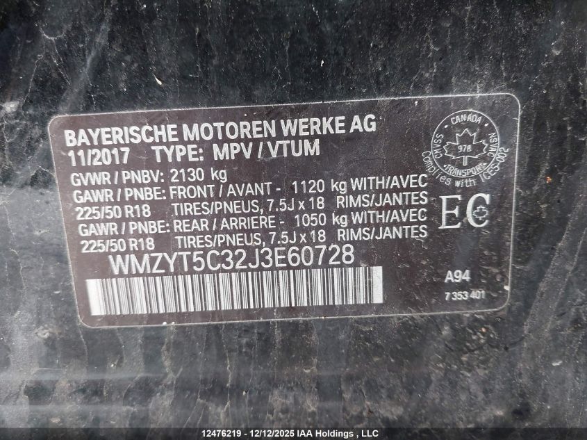 2018 Mini Cooper S Countryman All4 VIN: WMZYT5C32J3E60728 Lot: 12476219