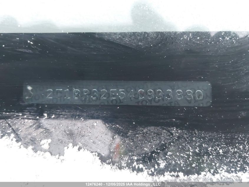 2004 Toyota Corolla Ce/Le/Sport VIN: 2T1BR32E54C833880 Lot: 12476240