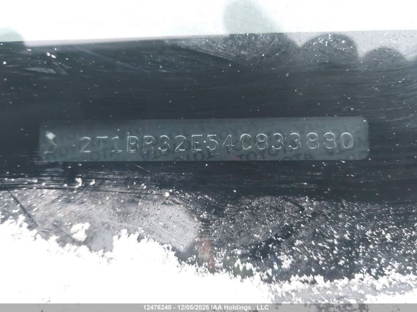 2004 Toyota Corolla Ce/Le/Sport VIN: 2T1BR32E54C833880 Lot: 12476240