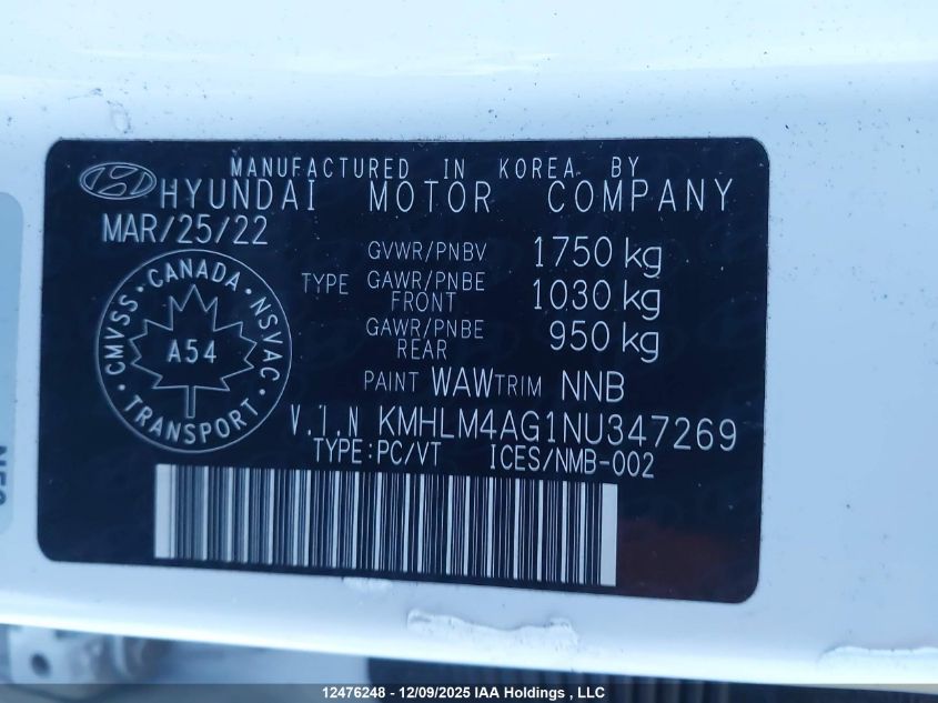 2022 Hyundai Elantra Preferred Ivt VIN: KMHLM4AG1NU347269 Lot: 12476248
