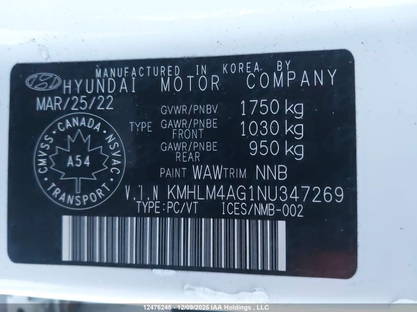 2022 Hyundai Elantra Preferred Ivt VIN: KMHLM4AG1NU347269 Lot: 12476248