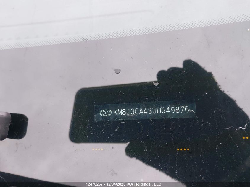 2018 Hyundai Tucson Premium 2.0L VIN: KM8J3CA43JU649876 Lot: 12476267