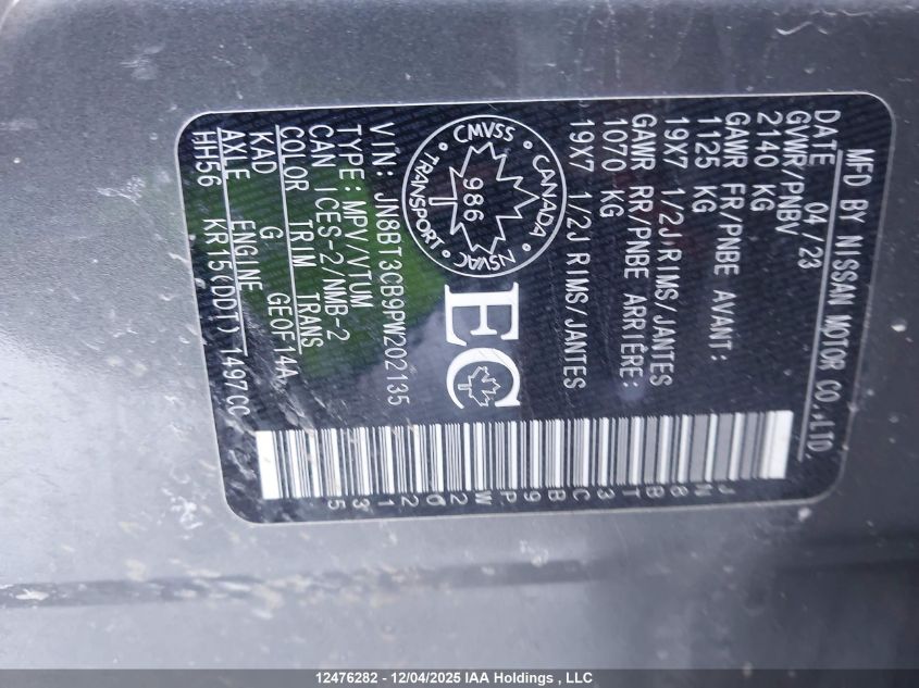 2023 Nissan Rogue Sl VIN: JN8BT3CB9PW202135 Lot: 12476282