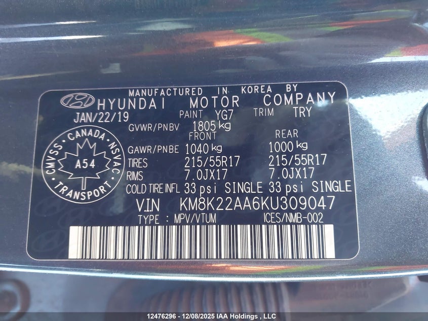 KM8K22AA6KU309047 2019 HYUNDAI KONA photo no. 18
