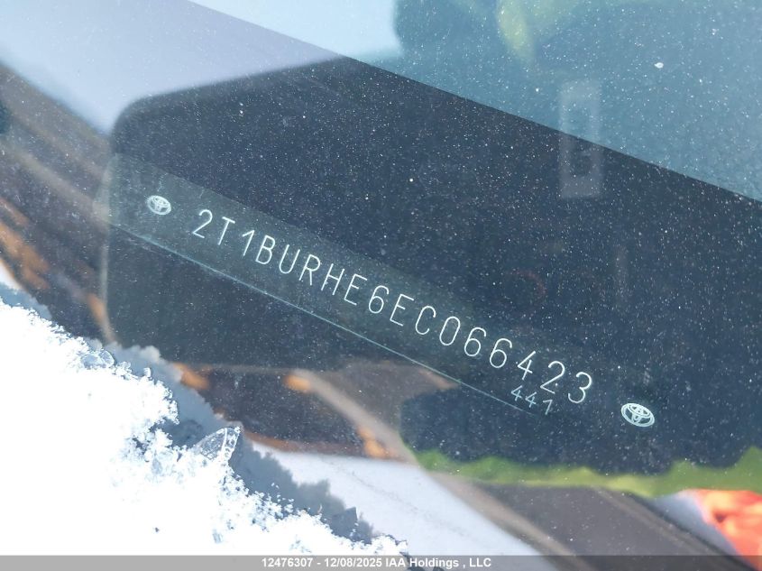 2014 Toyota Corolla VIN: 2T1BURHE6EC066423 Lot: 12476307