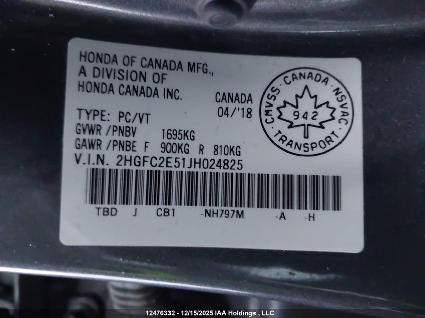 2HGFC2E51JH024825 2018 HONDA CIVIC photo no. 18