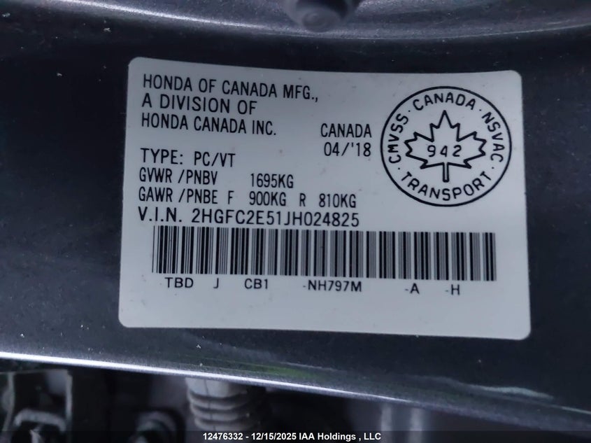 2HGFC2E51JH024825 2018 HONDA CIVIC photo no. 9