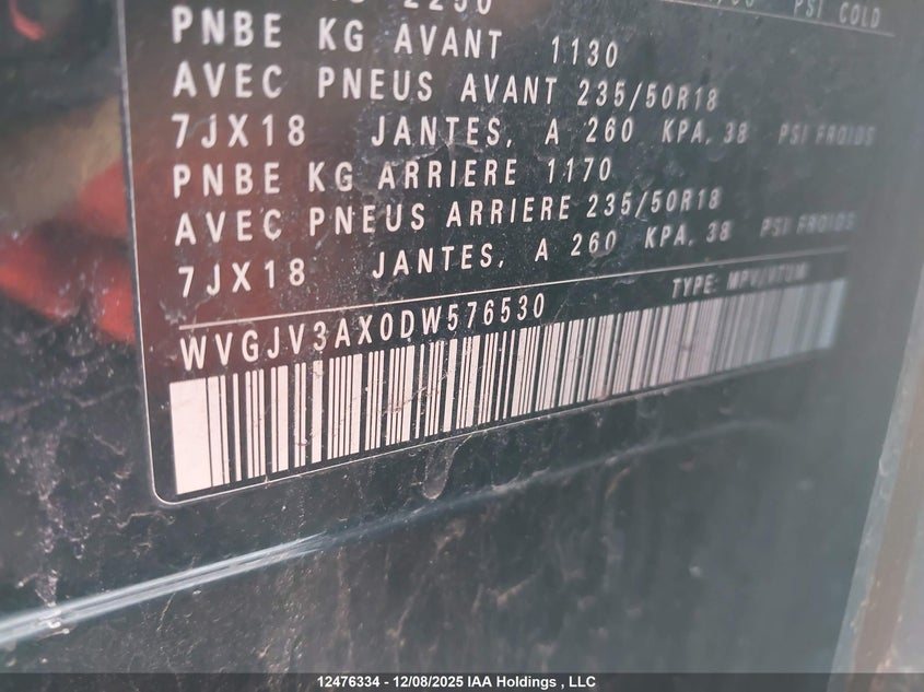 WVGJV3AX0DW576530 2013 VOLKSWAGEN TIGUAN photo no. 9