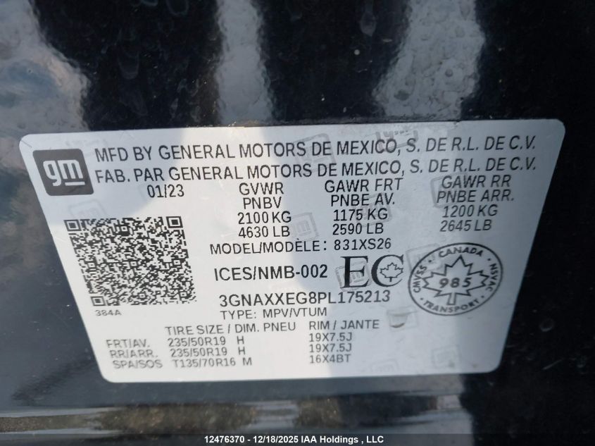 2023 Chevrolet Equinox Premier VIN: 3GNAXXEG8PL175213 Lot: 12476370