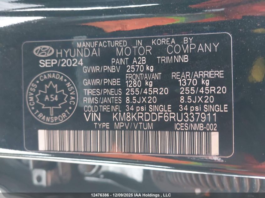 2024 Hyundai Ioniq 5 Limited/Disney 100 Platinum Edition VIN: KM8KRDDF6RU337911 Lot: 12476386