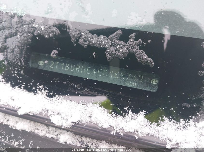 2014 Toyota Corolla Ce VIN: 2T1BURHE4EC165743 Lot: 12476399