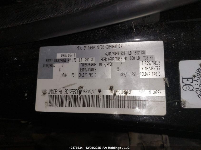 2011 Mazda Mazda2 VIN: JM1DE1HY4B0126805 Lot: 12476634