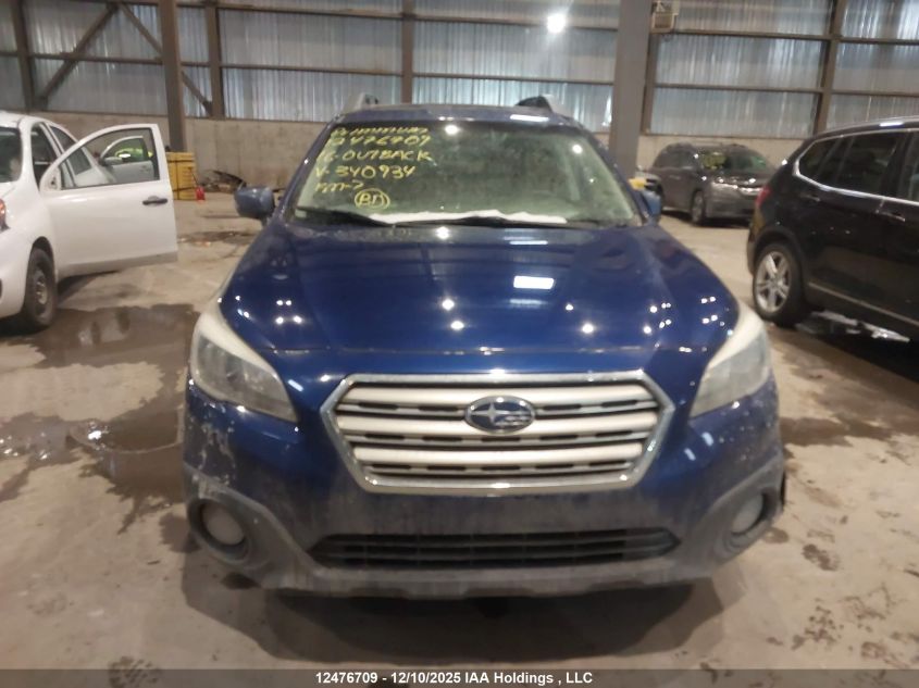 2016 Subaru Outback 2.5I Premium VIN: 4S4BSCGC7G3340934 Lot: 12476709