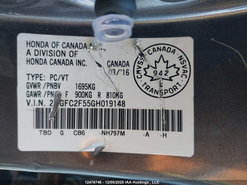 2HGFC2F55GH019148 2016 HONDA CIVIC photo no. 18