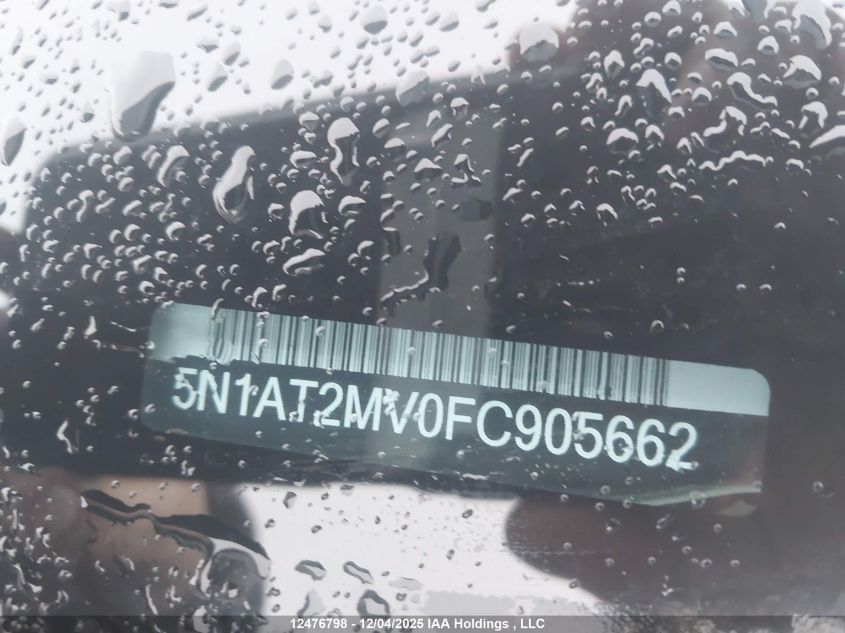 2015 Nissan Rogue S/Sl/Sv VIN: 5N1AT2MV0FC905662 Lot: 12476798