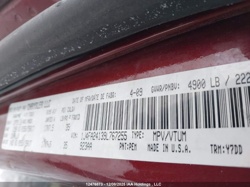 2009 Jeep Wrangler X VIN: 1J4FA24139L767255 Lot: 12476873