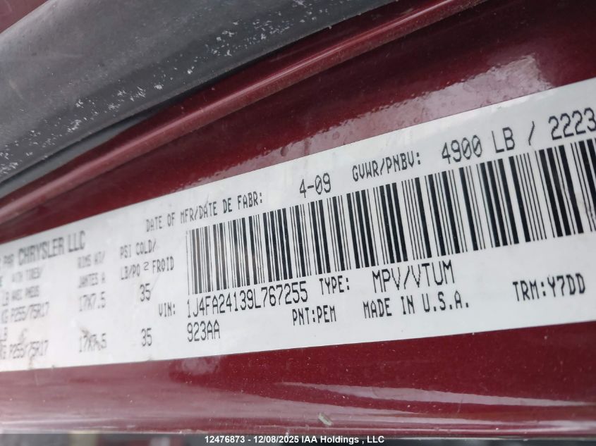 2009 Jeep Wrangler X VIN: 1J4FA24139L767255 Lot: 12476873