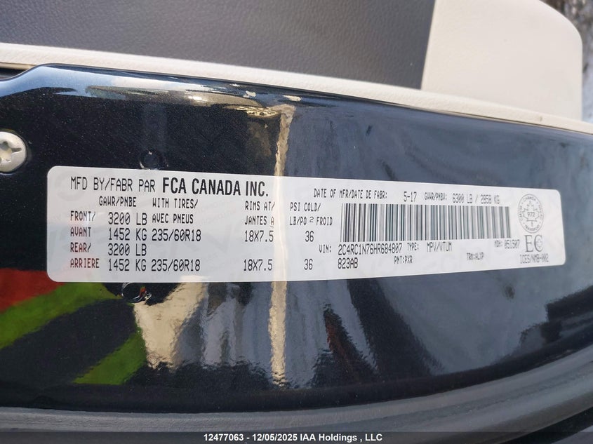 2C4RC1N76HR684807 2017 CHRYSLER PACIFICA photo no. 9