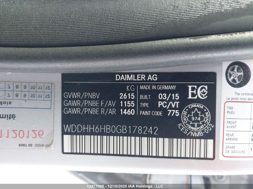 2016 Mercedes-Benz E 400 4Matic VIN: WDDHH6HB0GB178242 Lot: 12477088