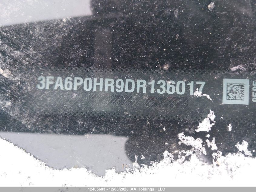 2013 Ford Fusion Se VIN: 3FA6P0HR9DR136017 Lot: 12465683X